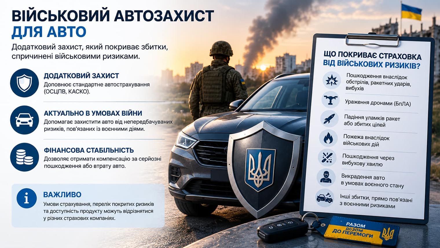 Військовий автозахист для авто та що покриває страховка від військових ризиків? - зображення статті