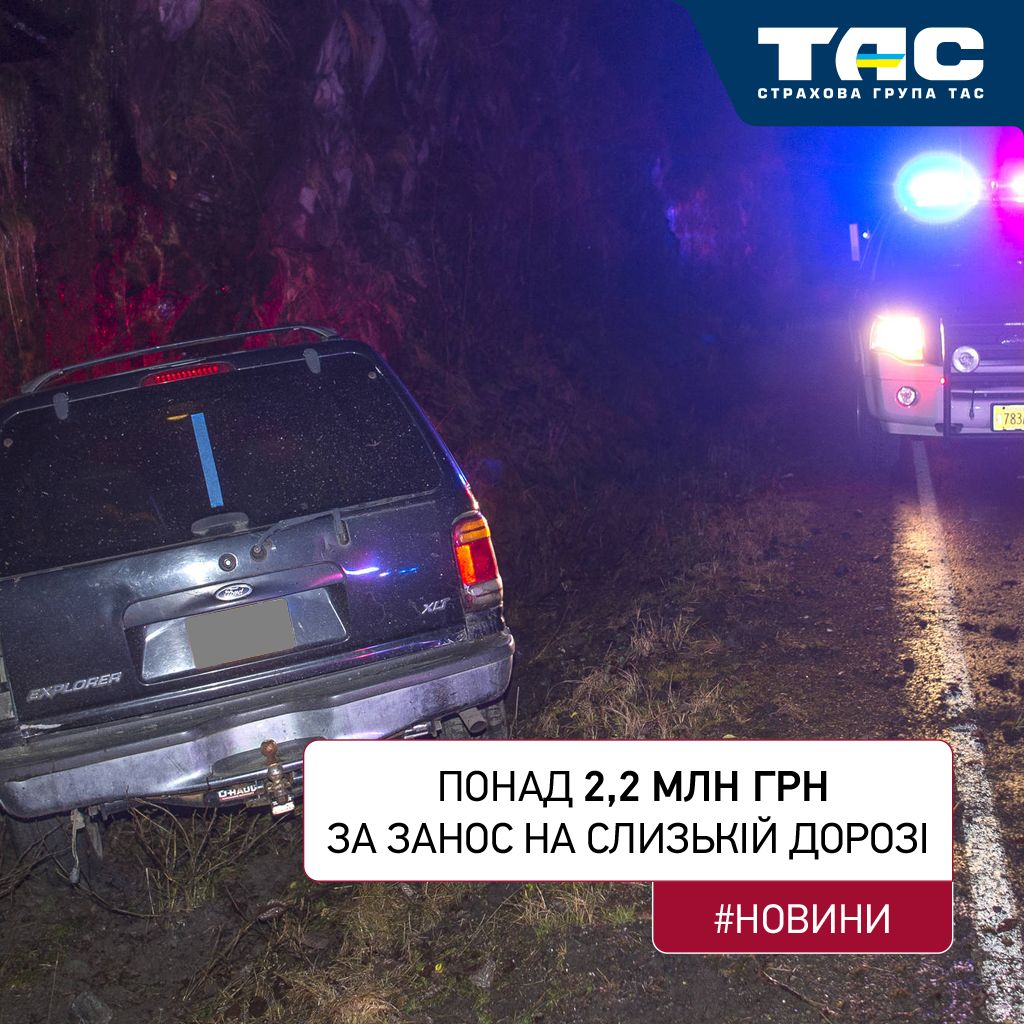 Понад 2,2 млн грн виплатила СГ «ТАС» за авто, що вилетіло в кювет - зображення статті