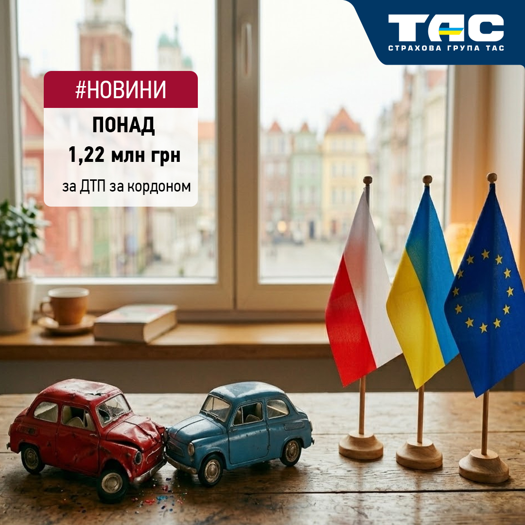 Понад 1,22 млн грн виплатила СГ «ТАС» за ДТП за кордоном