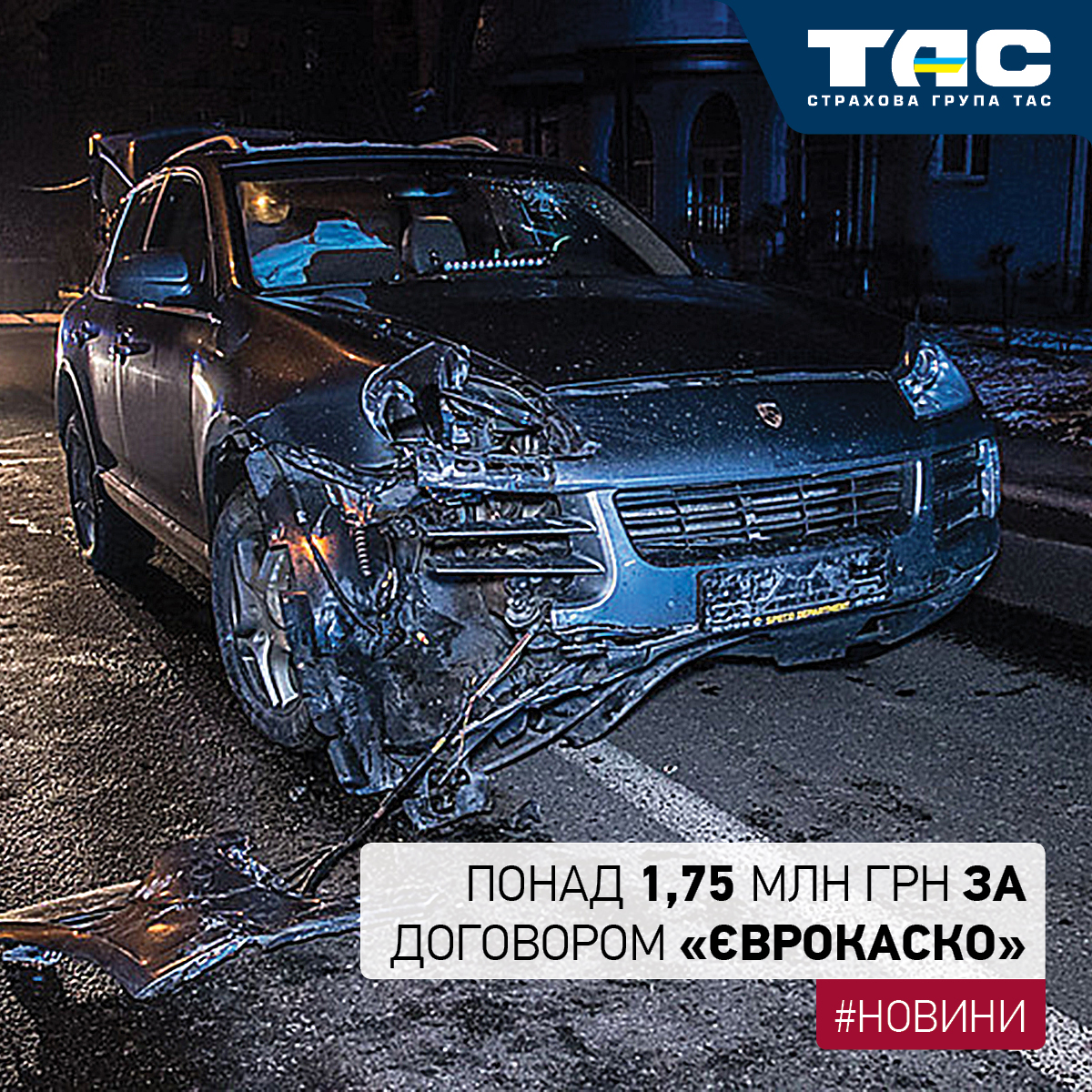 Понад 1,75 млн грн виплатила СГ «ТАС» за пошкоджений Porsche Cayenne - зображення статті